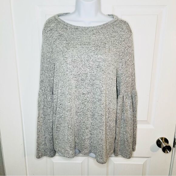 Philosophy Bell Sleeve Sweater Marled Heather Grey S - Picture 3 of 10